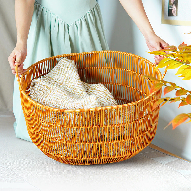 Women Braided Storage Basket with Practical Handles Siopsrl