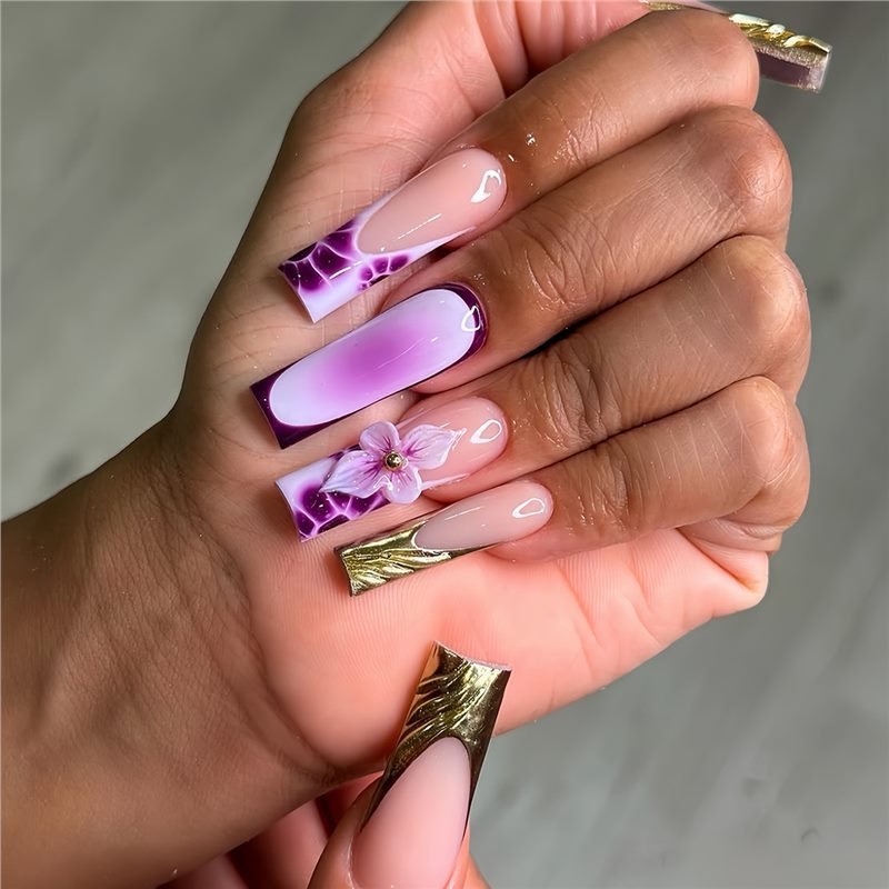 Siopsrl | Floral Acrylic Nail Art Extensions Siopsrl