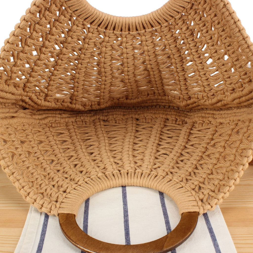 Siopsrl | Macramé Handbag with Wooden Handles Siopsrl