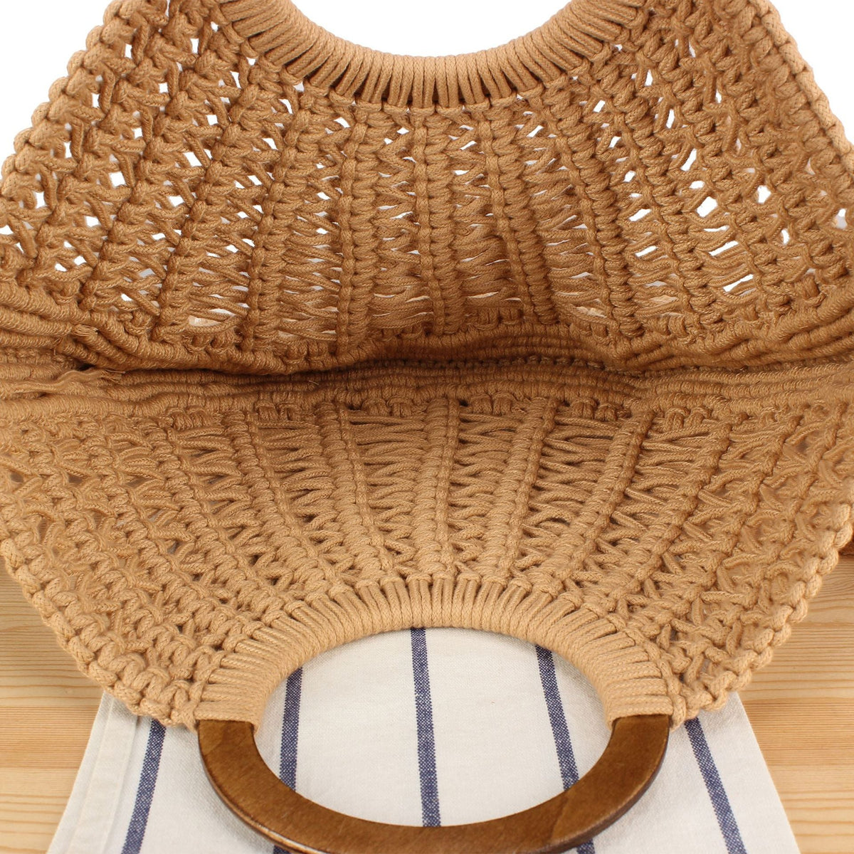 Siopsrl | Macramé Handbag with Wooden Handles Siopsrl