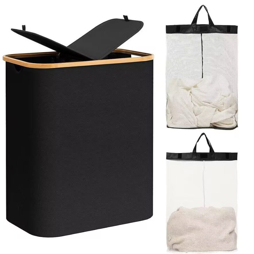 Robust laundry container with practical lid and inner pocket Siopsrl