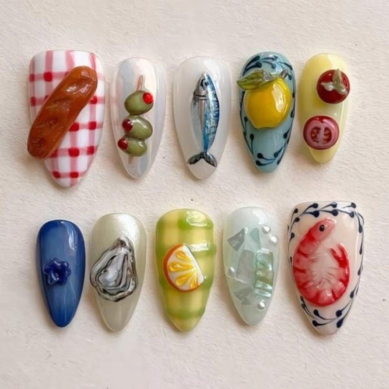 Siopsrl | Nature-Themed Artistic Press-On Nail Set Siopsrl
