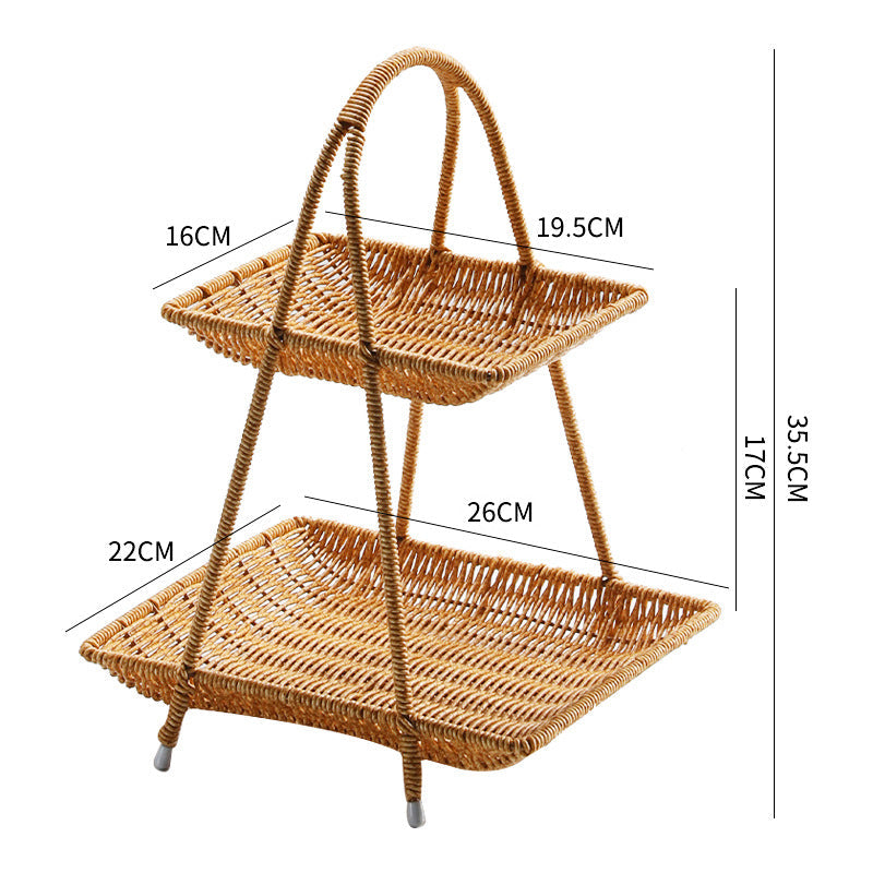 Woven Rattan Storage Basket with Handles for Home Organization