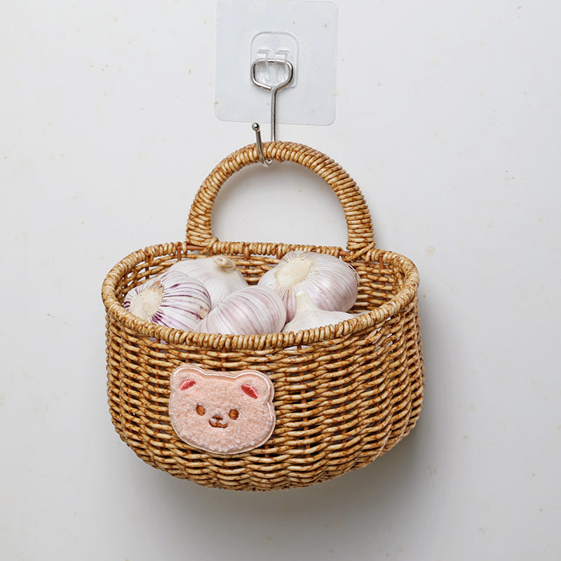 Siopsrl | Handwoven Decorative Storage Basket with Cute Bear Emblem Siopsrl