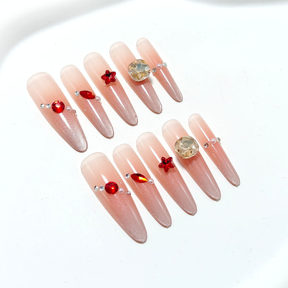 Siopsrl | Sparkling artificial nails with decorative rhinestones Siopsrl