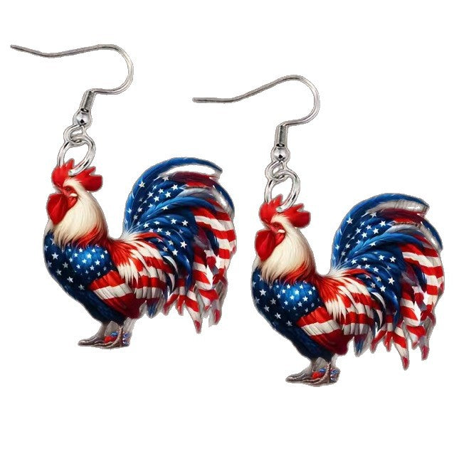 Women's handmade acrylic earrings can holder with patriotic flag motif and fish hook closure Siopsrl