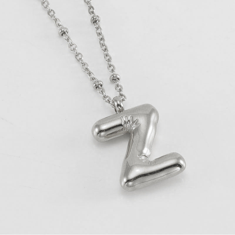 Bubble Letter Initial Necklace
