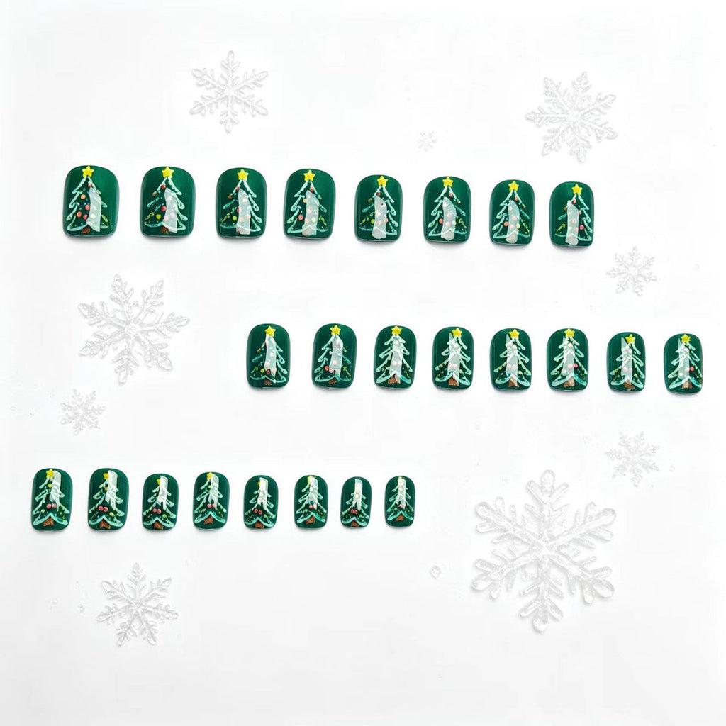Siopsrl | Festive artificial nails with Christmas tree design Siopsrl