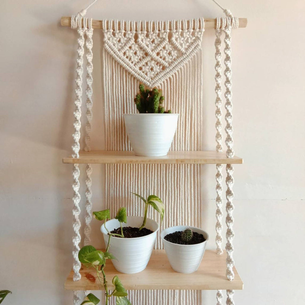 Macrame Plant Shelf with Decorative Hanging Design Siopsrl