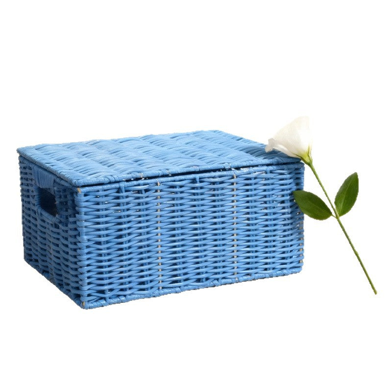 Women's storage basket made of woven material with integrated lids Siopsrl