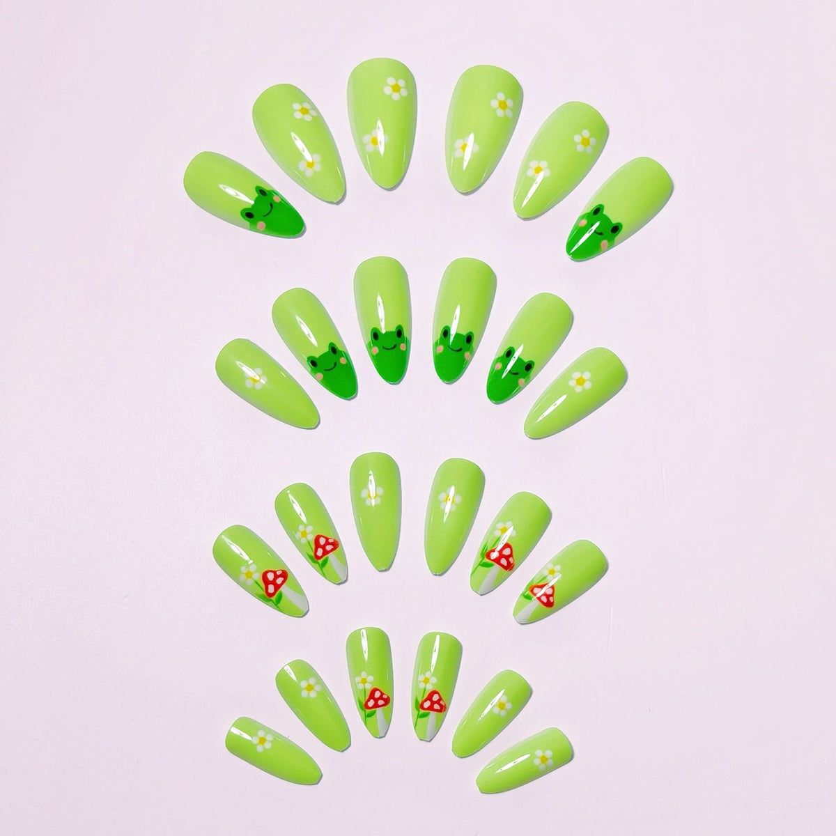 Siopsrl | Artificial nails with cute frog and flower design Siopsrl