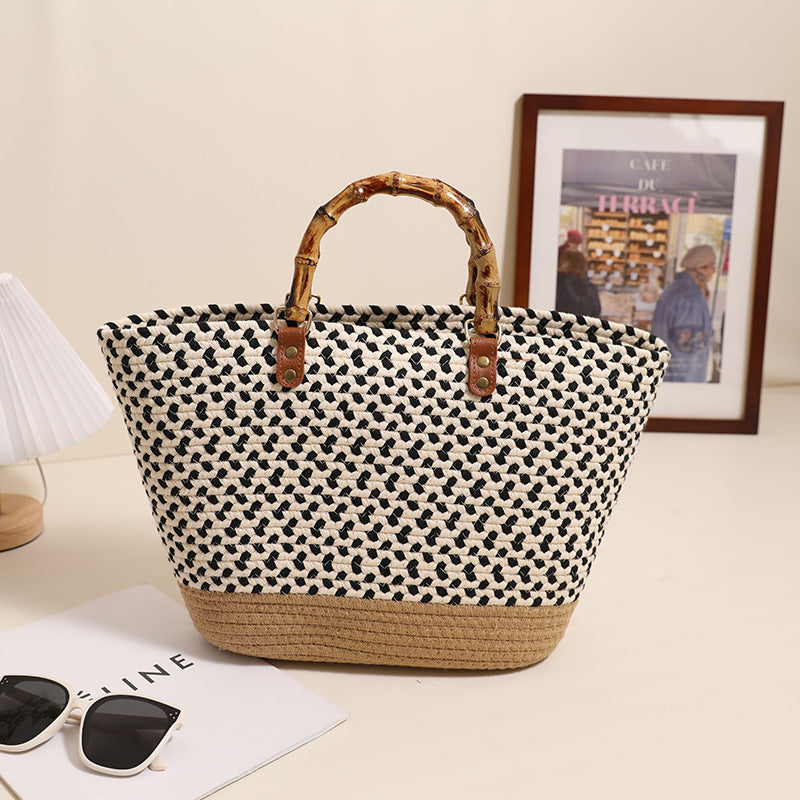 Siopsrl | Elegant bamboo handle shopping bag Siopsrl