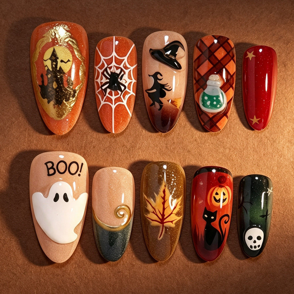 Halloween-Themed Decorative Press-On Nail Art Set Siopsrl