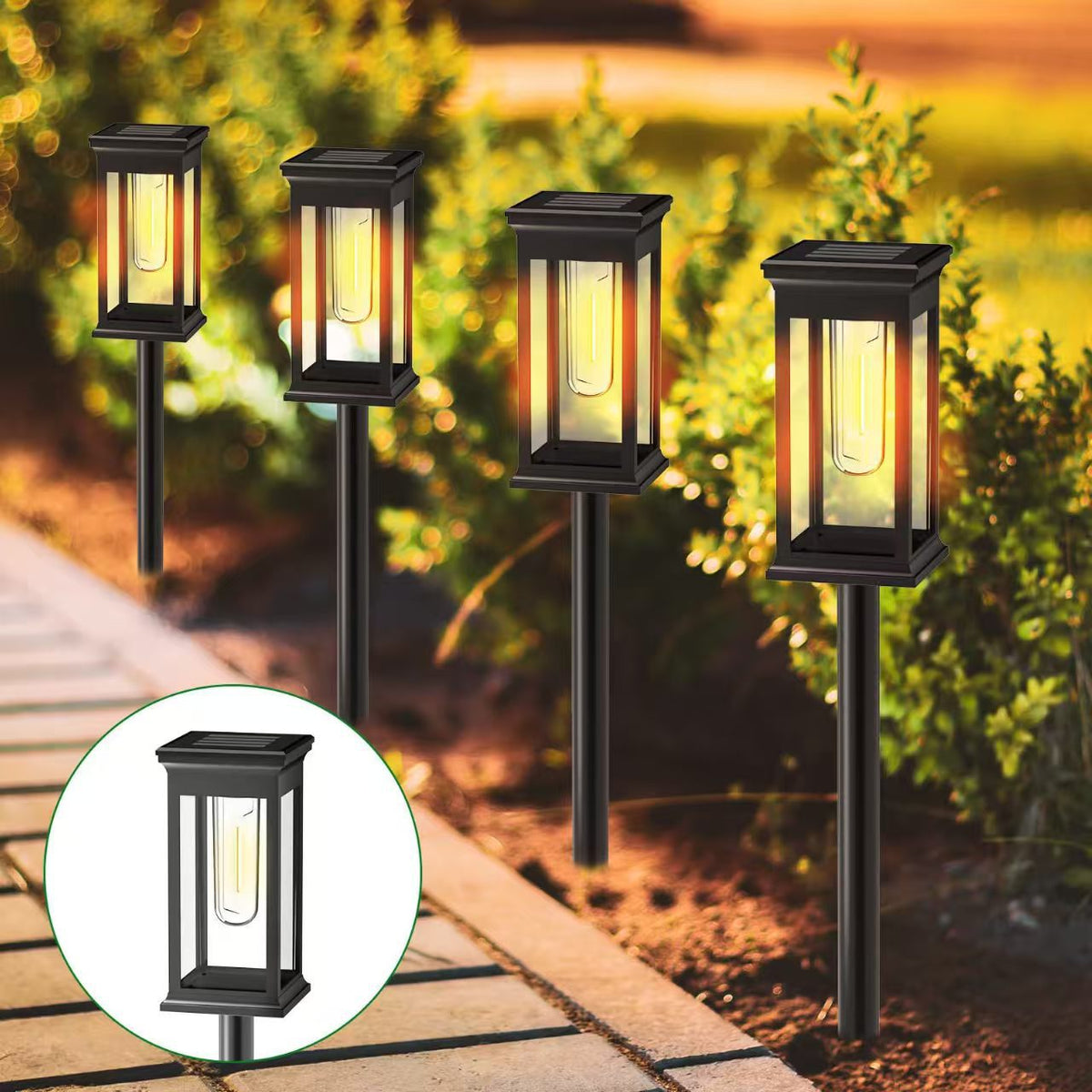 LED Garden Stake Lantern With Frosted Acrylic Panel And Weatherproof Metal Frame Siopsrl