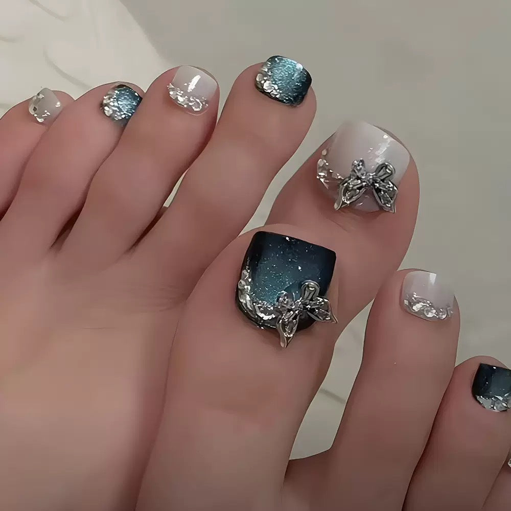 Siopsrl | Artificial nail set with elegant 3D decorations and glitter accents Siopsrl