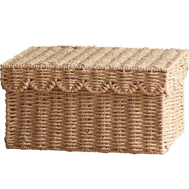 Storage basket with lid and reed design Siopsrl