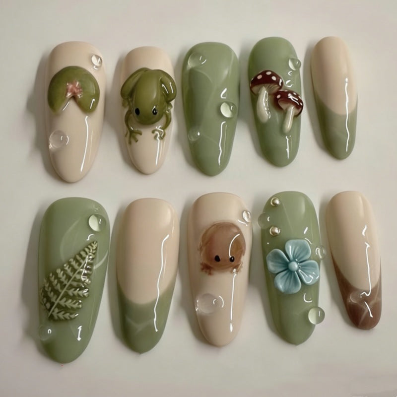 Siopsrl | Nature-Themed Artistic Press-On Nail Set Siopsrl
