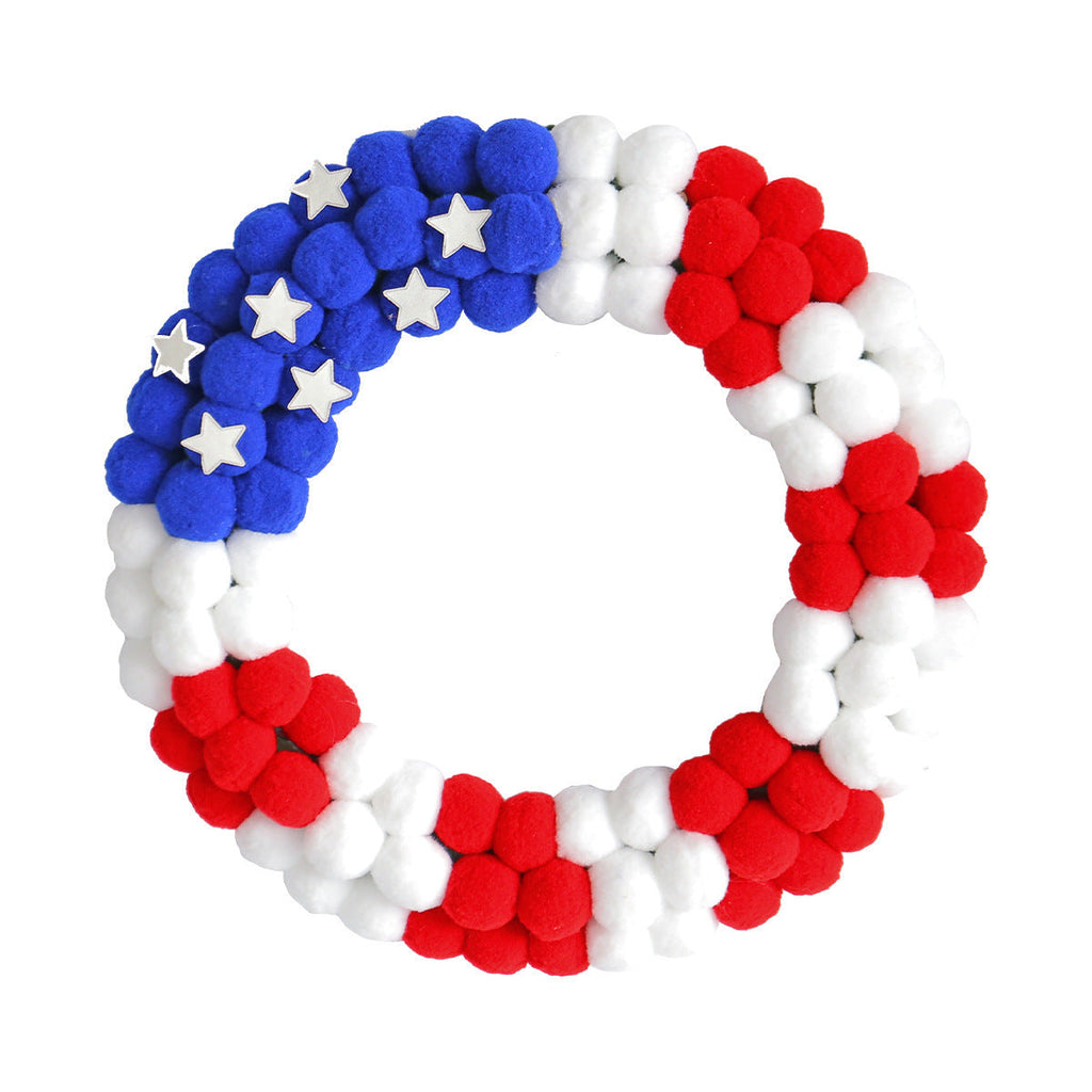 Siopsrl | Unisex nan patriotic pom pom front door wreath with star embellishments Siopsrl