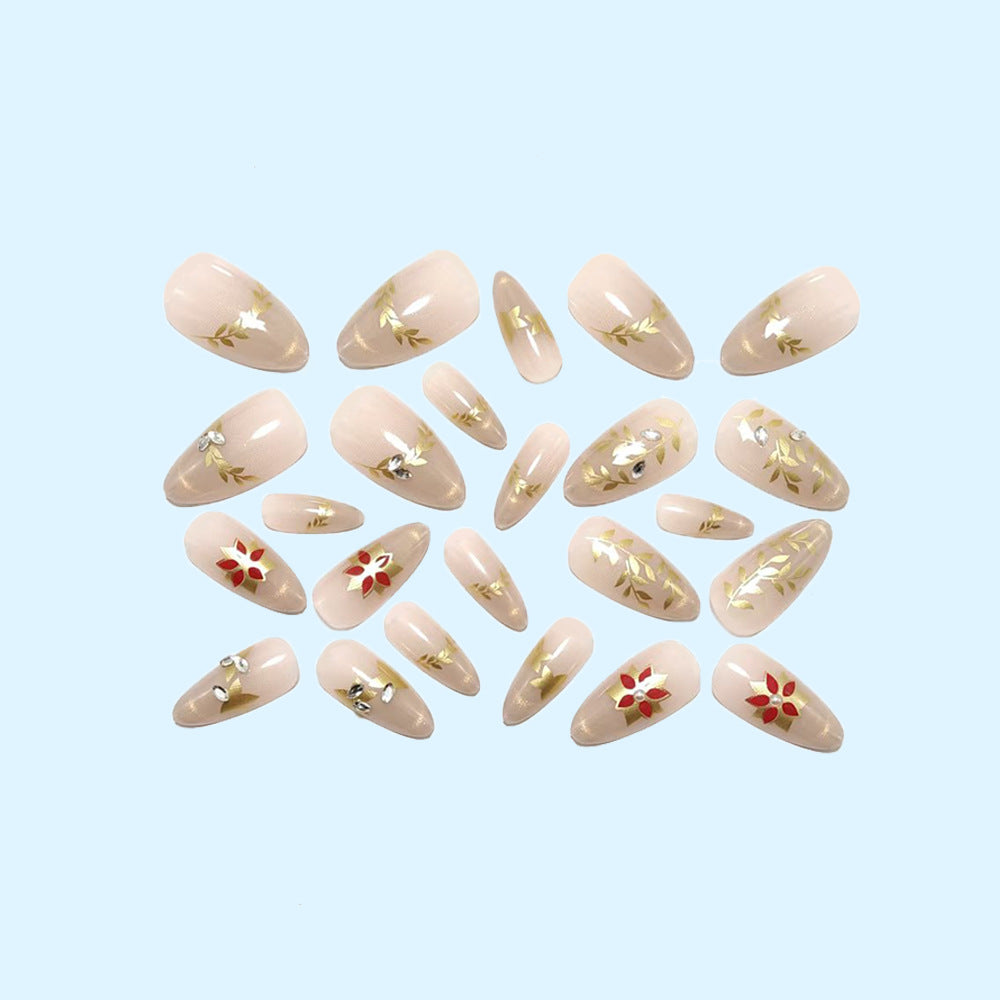 Siopsrl | Elegant artificial nails with sparkling floral decorations Siopsrl