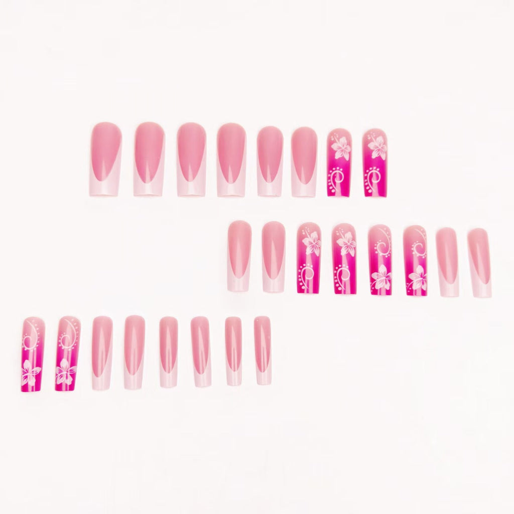 Siopsrl | Artificial nails with floral accents and shine Siopsrl