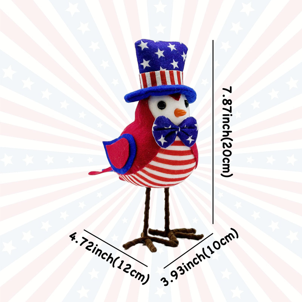 Siopsrl | Unisex nan patriotic decor bird figure made of fabric with star stripe pattern and sturdy metal feet Siopsrl