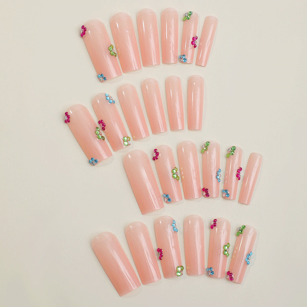 Siopsrl | Artificial nail tips with colorful flower accents Siopsrl