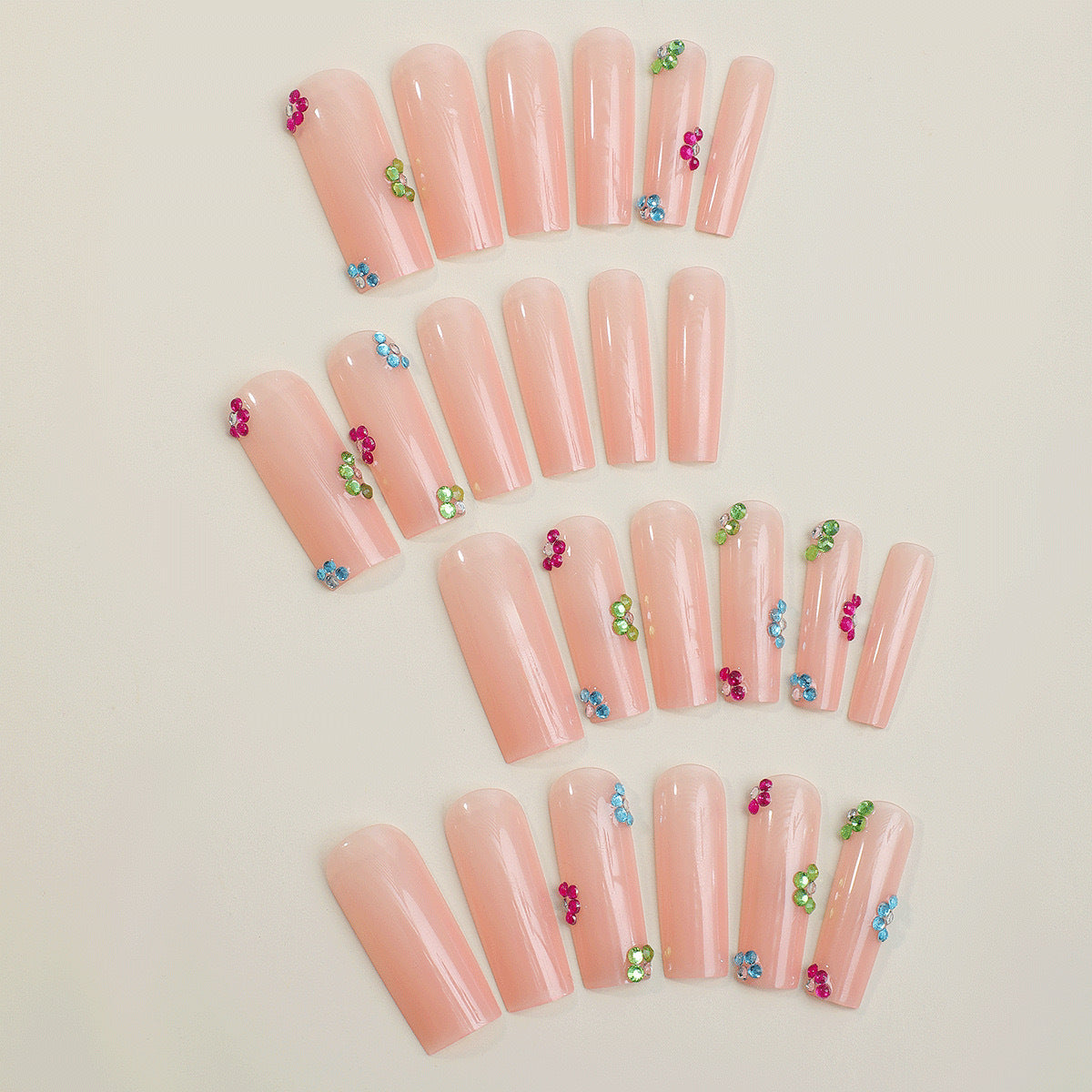 Siopsrl | Artificial nail tips with colorful flower accents Siopsrl