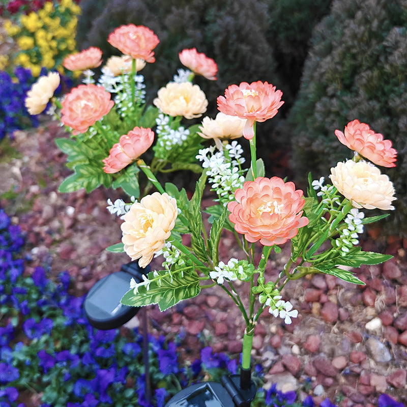 Solar Garden Stake Artificial Flower LED Pathway Decor Siopsrl