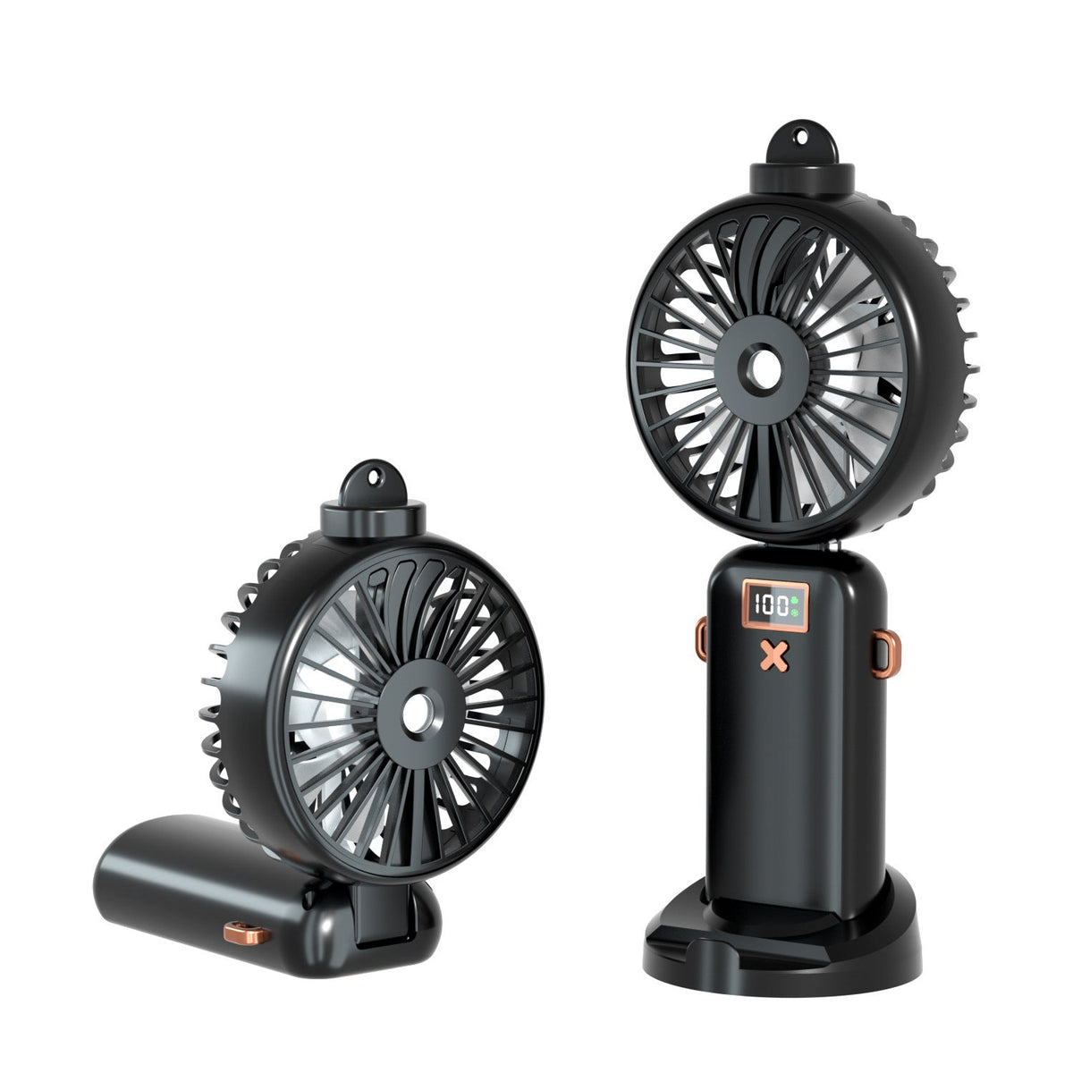 Siopsrl | Cooling compact rechargeable adjustable-angle dual-head personal fan with digital battery display and magnetic dock Siopsrl