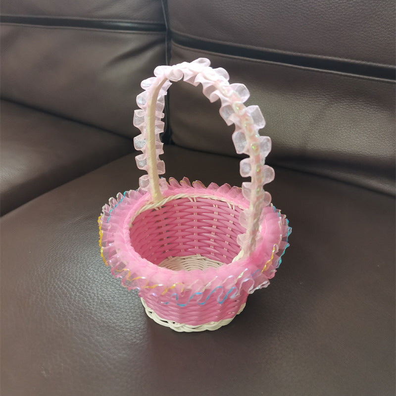 Girls Decorative Woven Easter Basket Siopsrl