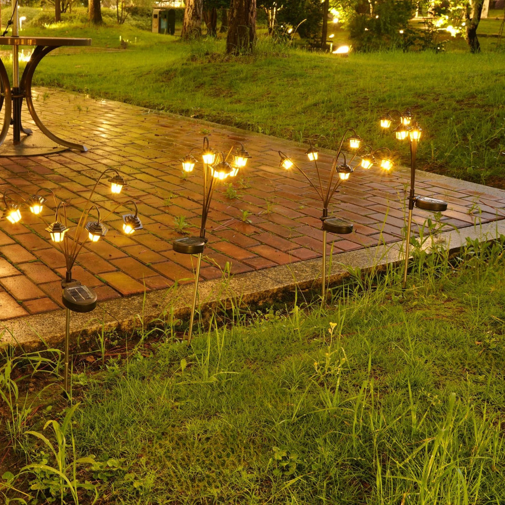 Decorative Multi-Head Solar Garden Stake Lanterns With Warm LED Siopsrl