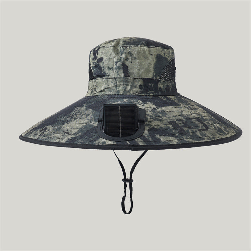 Siopsrl | Wide-brimmed outdoor sun hat with solar-powered micro fan, breathable mesh and adjustable chin strap Siopsrl