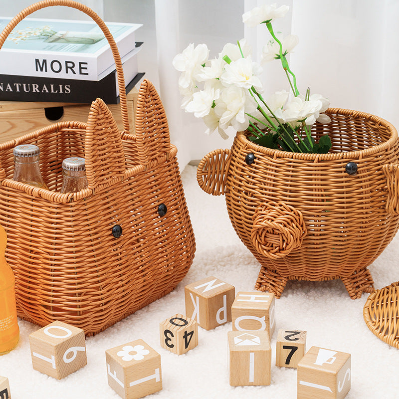 Decorative Animal-Shaped Woven Storage Basket Siopsrl
