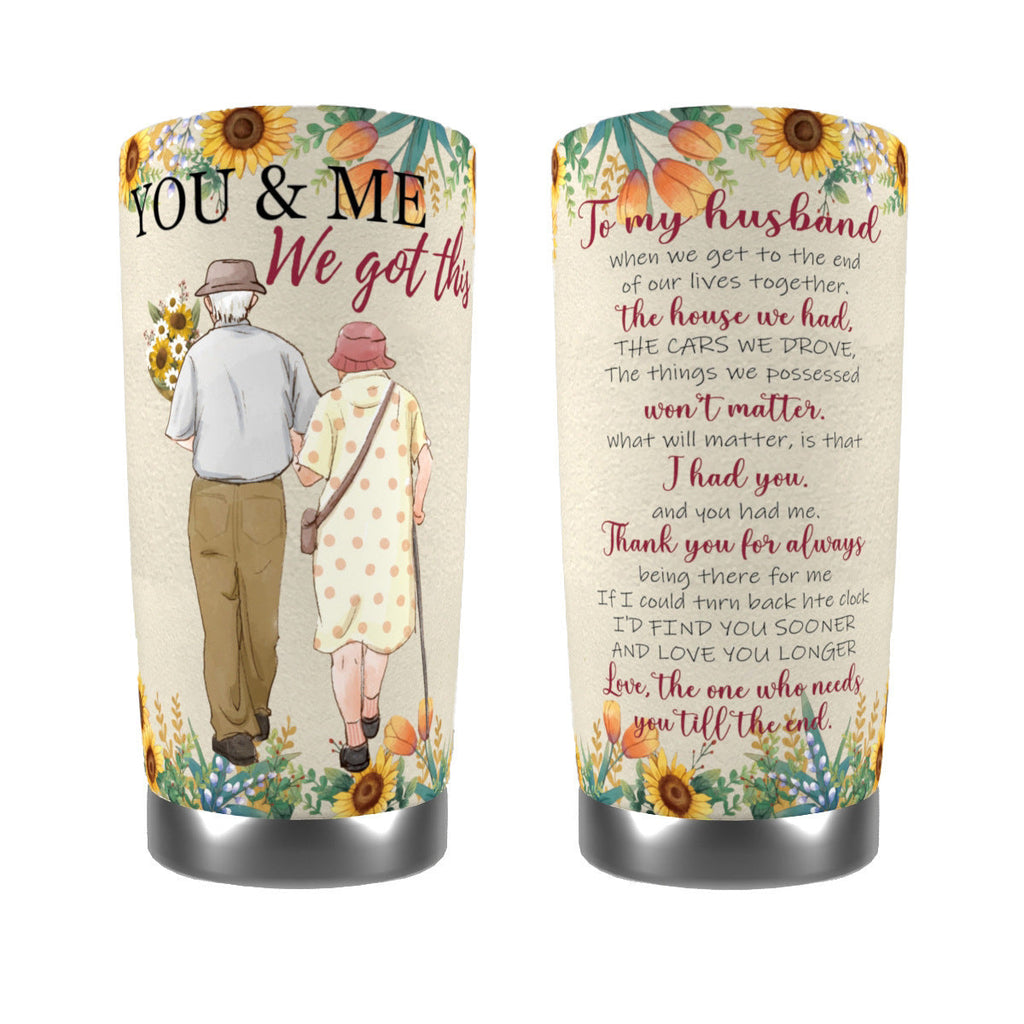 Siopsrl | Insulated Stainless Steel Travel Tumbler With Heartfelt Poem And Illustrated Elderly Couple Design
