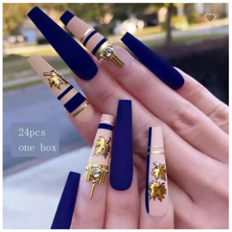 Siopsrl | Artificial nail set with elegant leaf design and matte finish Siopsrl