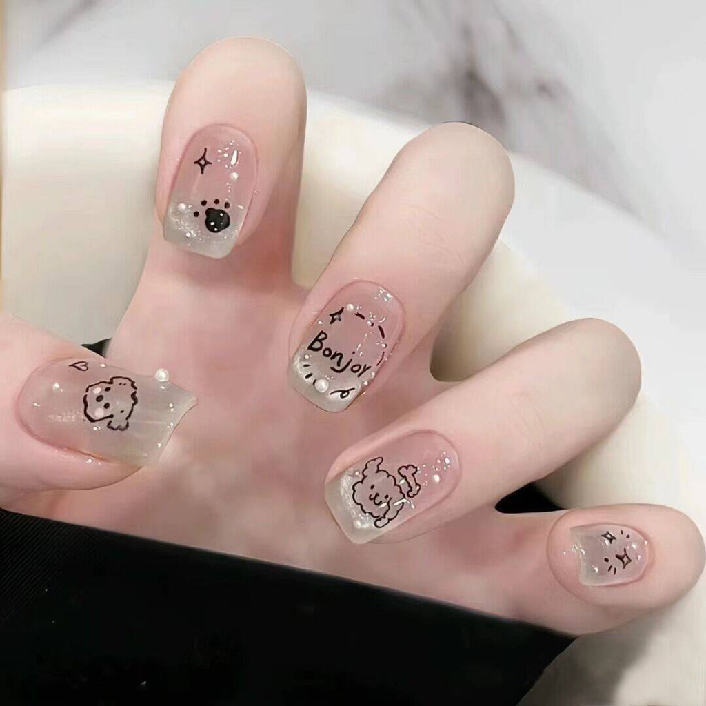 Siopsrl | Elegant Foil and Floral Press-On Nail Set Siopsrl