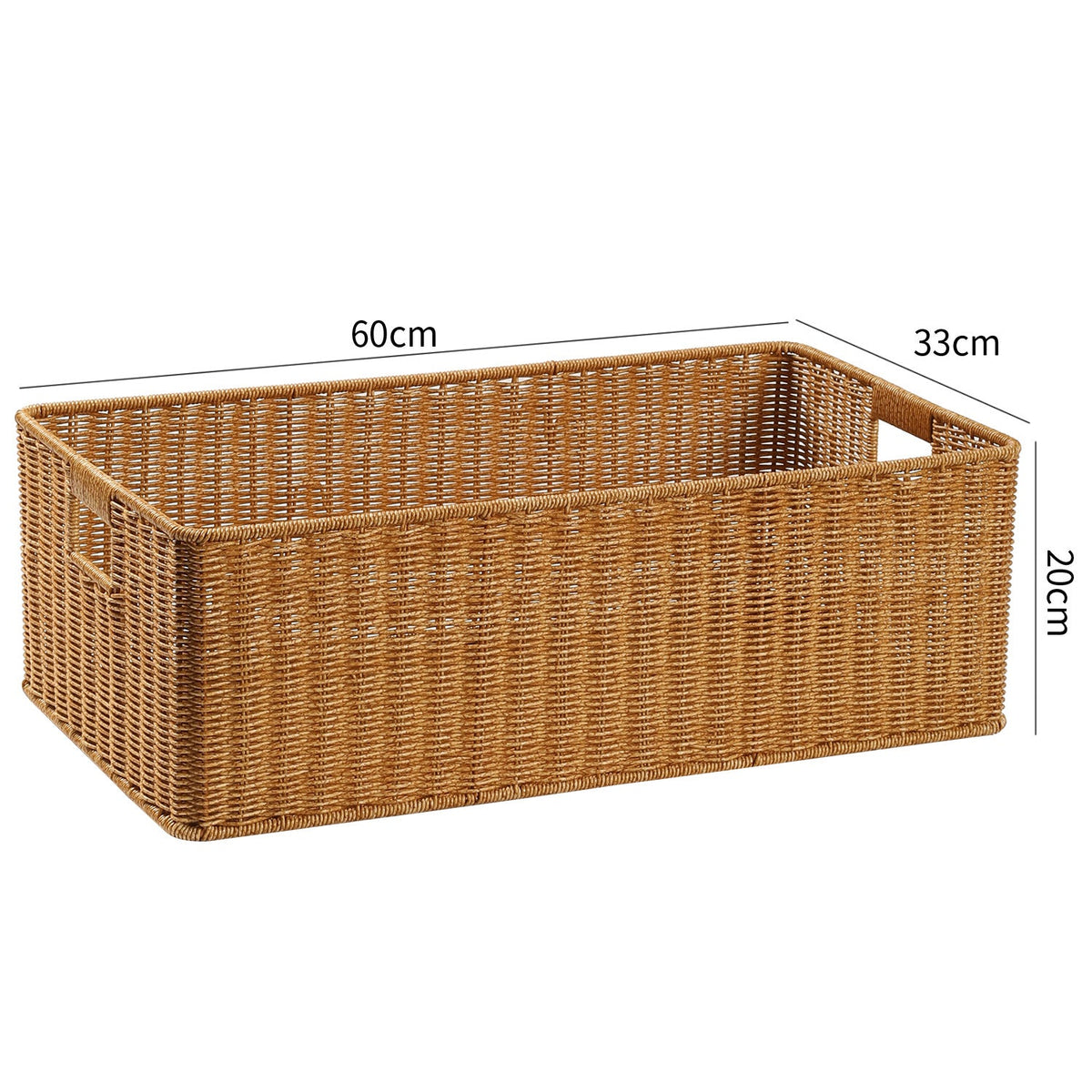 Handwoven Rectangular Storage Basket with Cut-Out Handles Siopsrl