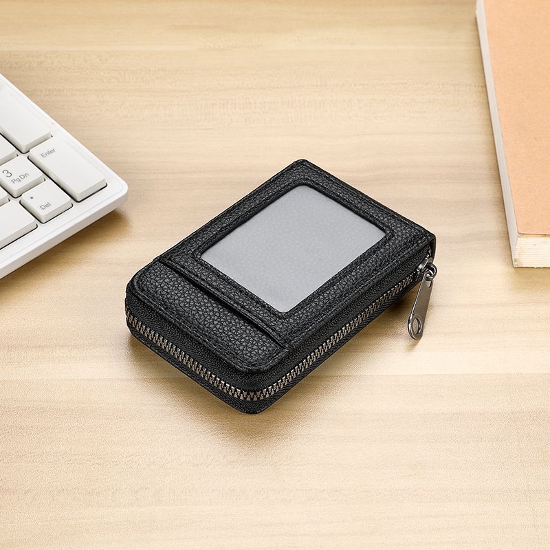 Siopsrl | RFID-Blocking Textured Leather Zip Card Holder Siopsrl