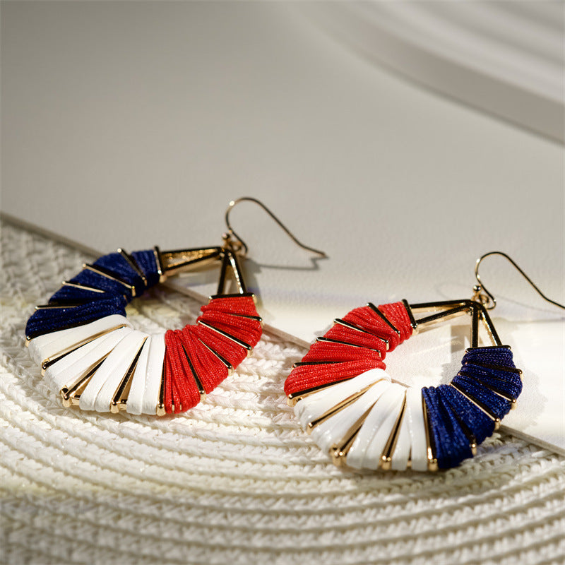 Ladies handmade Boho hoop earrings with textile wrap and bead application Siopsrl