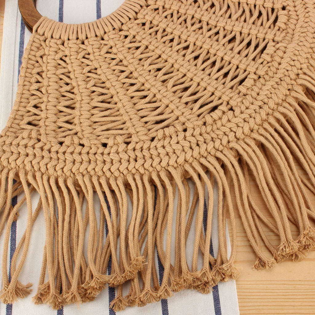 Siopsrl | Macramé Handbag with Wooden Handles Siopsrl