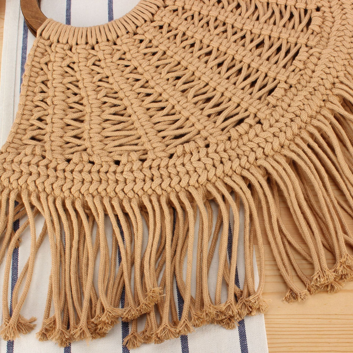 Siopsrl | Macramé Handbag with Wooden Handles Siopsrl