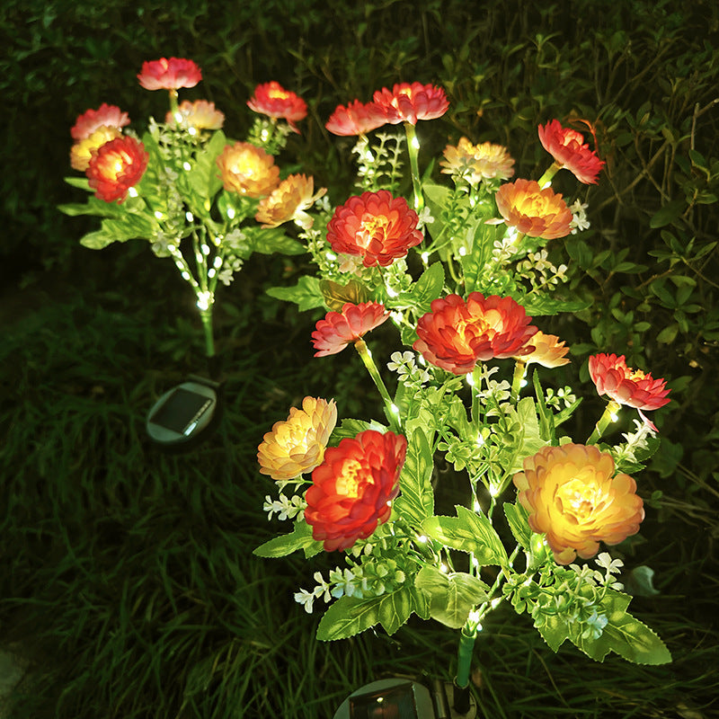 Solar Garden Stake Artificial Flower LED Pathway Decor Siopsrl