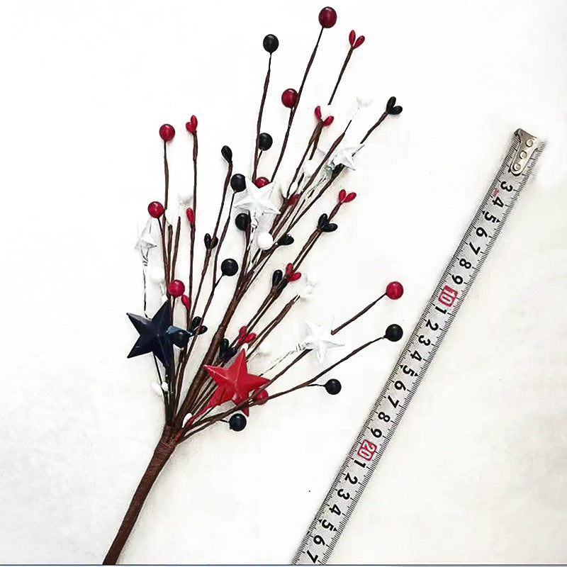 Siopsrl | Unisex artificial decorative branch with star applications and berries for vase and wreath Siopsrl