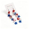 Women's long statement earrings with multi-layered star pendants and fishhook clasp Siopsrl