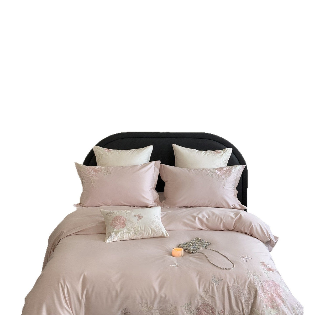 Luxurious satin bedding set with floral embroidery and silk-soft finish Bowlift
