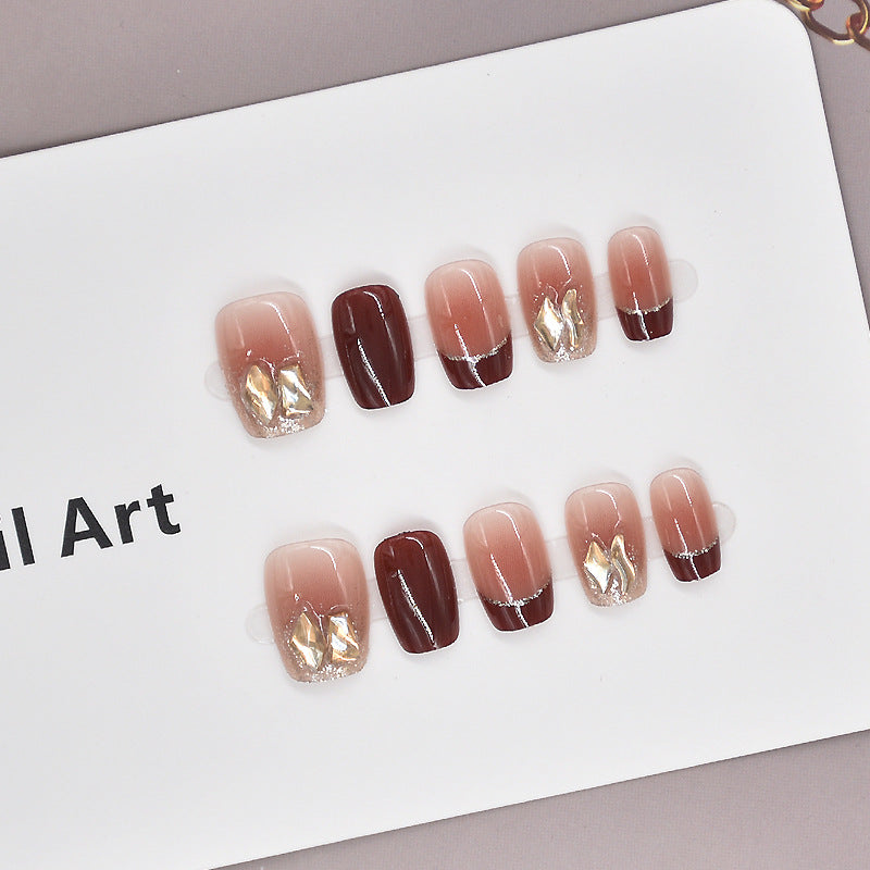 Siopsrl | Elegant Foil and Floral Press-On Nail Set Siopsrl