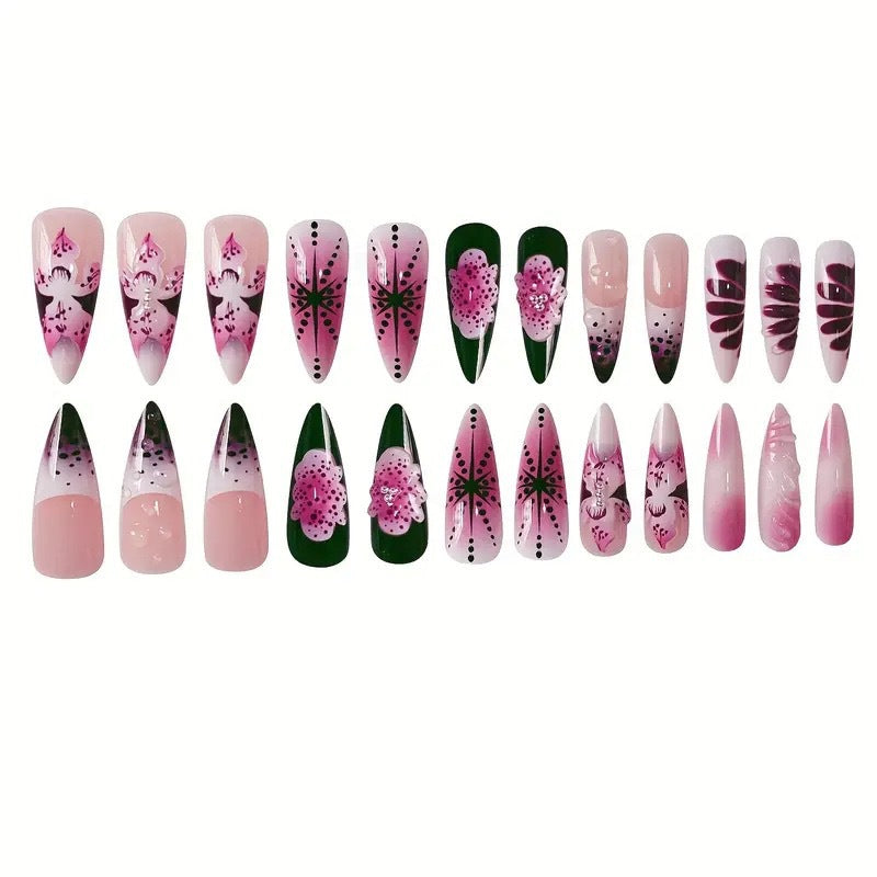 Siopsrl | Artistic Floral Stiletto Nail Extensions Siopsrl