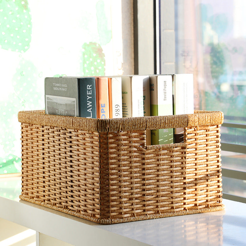Handwoven Storage Basket with Cutout Handles