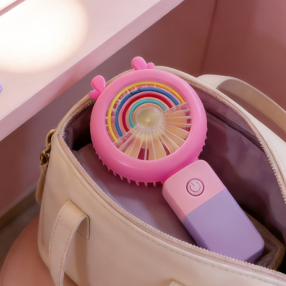 Siopsrl | Ladies portable handheld fan with LED lighting and flexible design Siopsrl