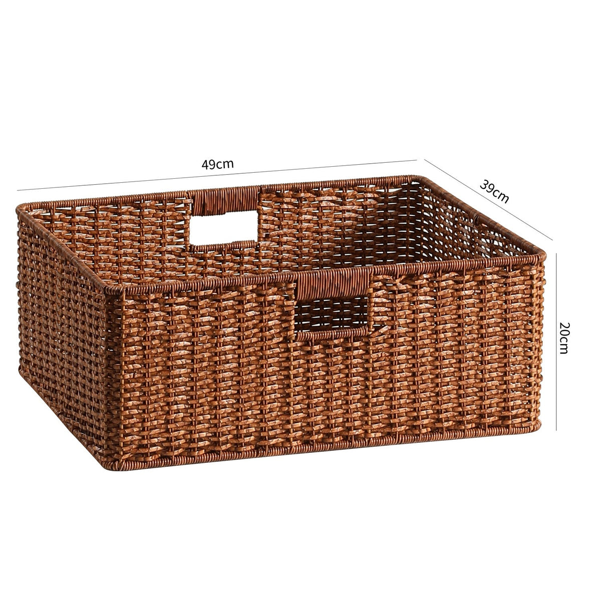 Handwoven Rectangular Storage Basket with Cut-Out Handles Siopsrl